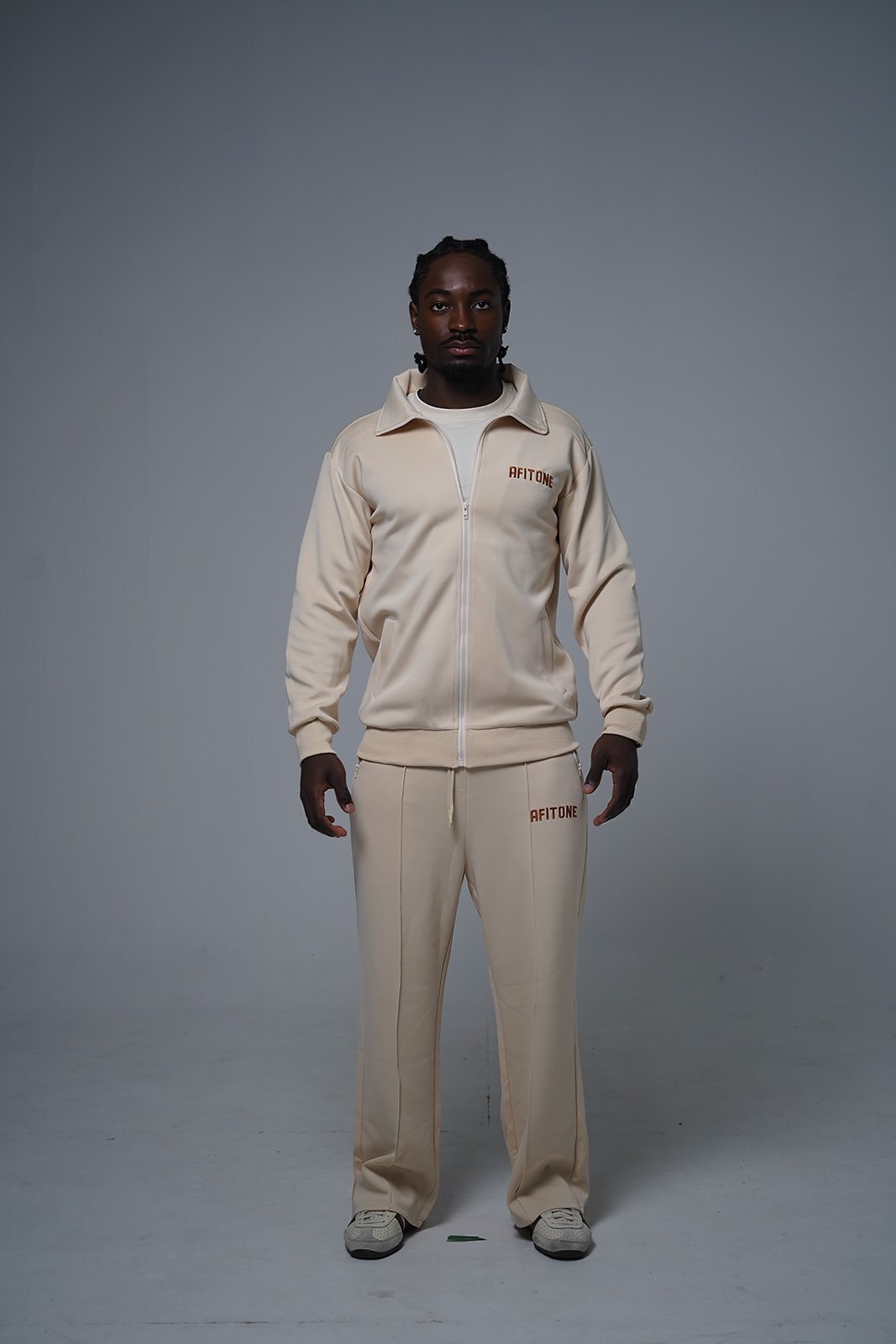 Earth — Taupe Tracksuit, front view
